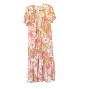 Floral Pink and Gold Maxi Dress